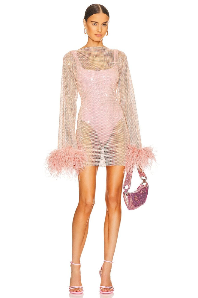 Sexy Knitted Mesh Long Sleeve Dress