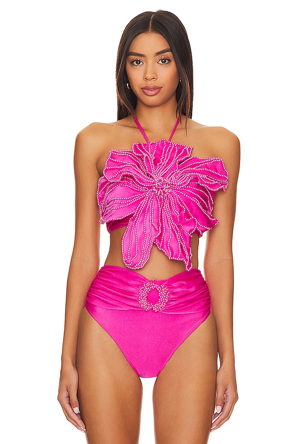 Beaded Floral Swimsuit And Skirt
