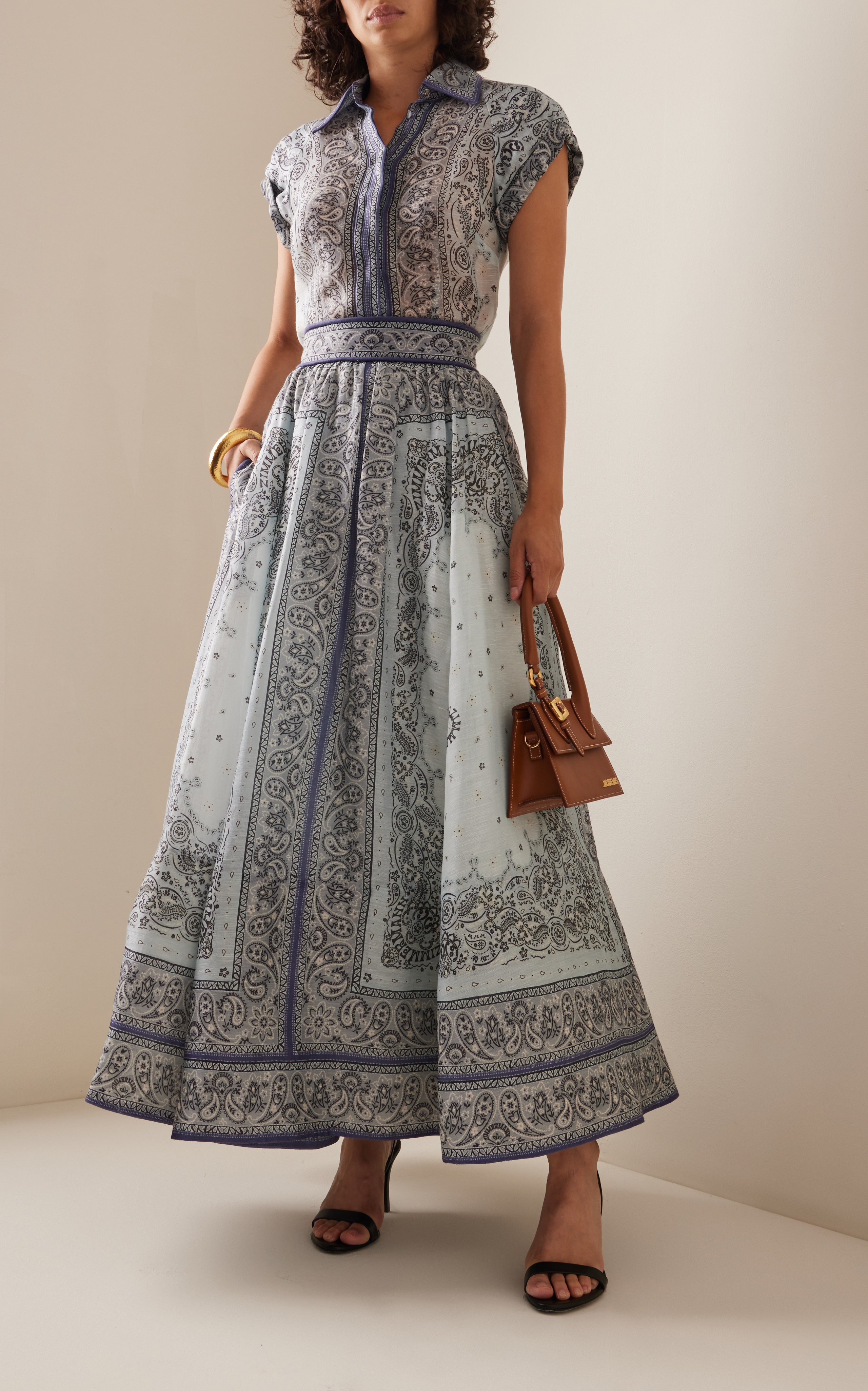Vintage Print Vacation Style Midi Dress