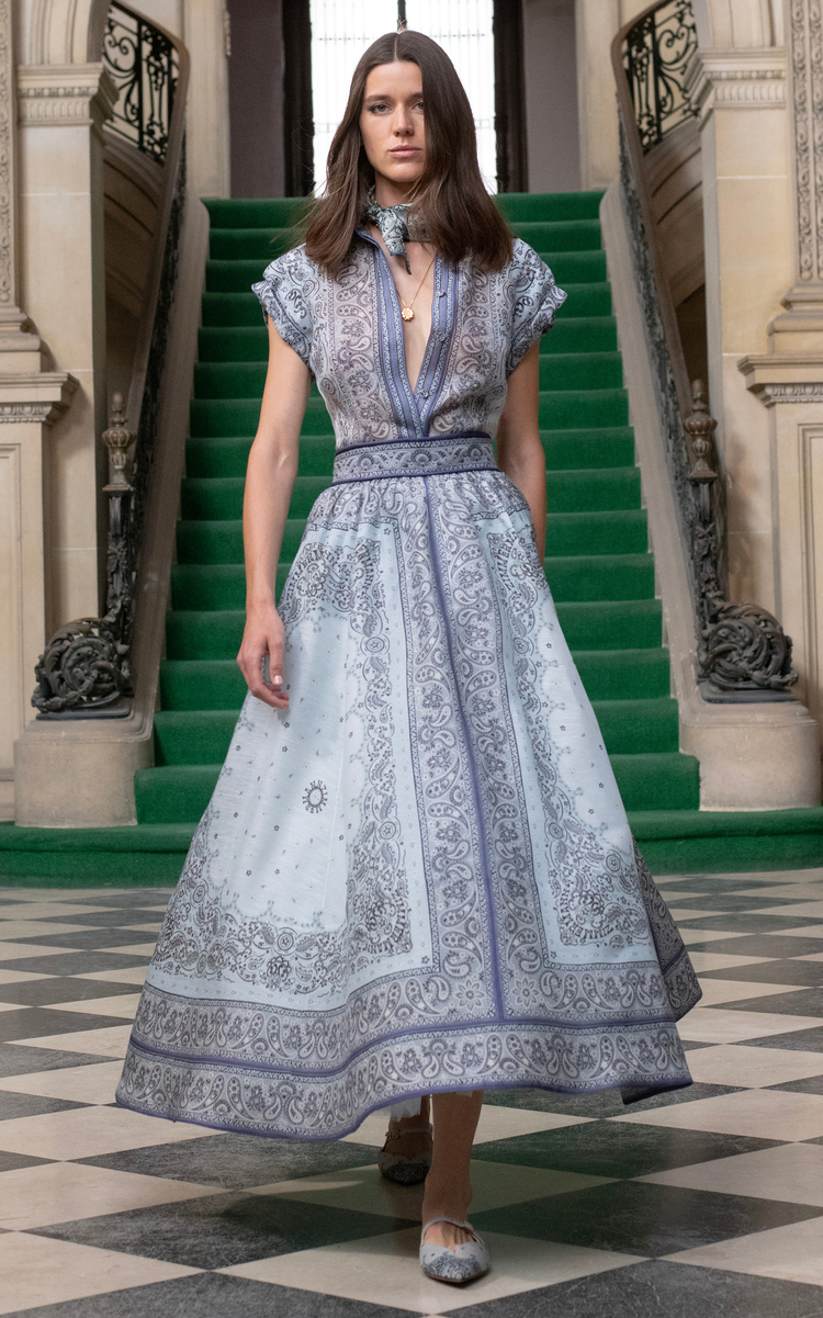 Vintage Print Vacation Style Midi Dress