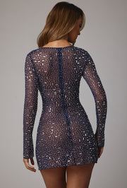 Sparking Long Sleeves Square Neck Mini Party Dress