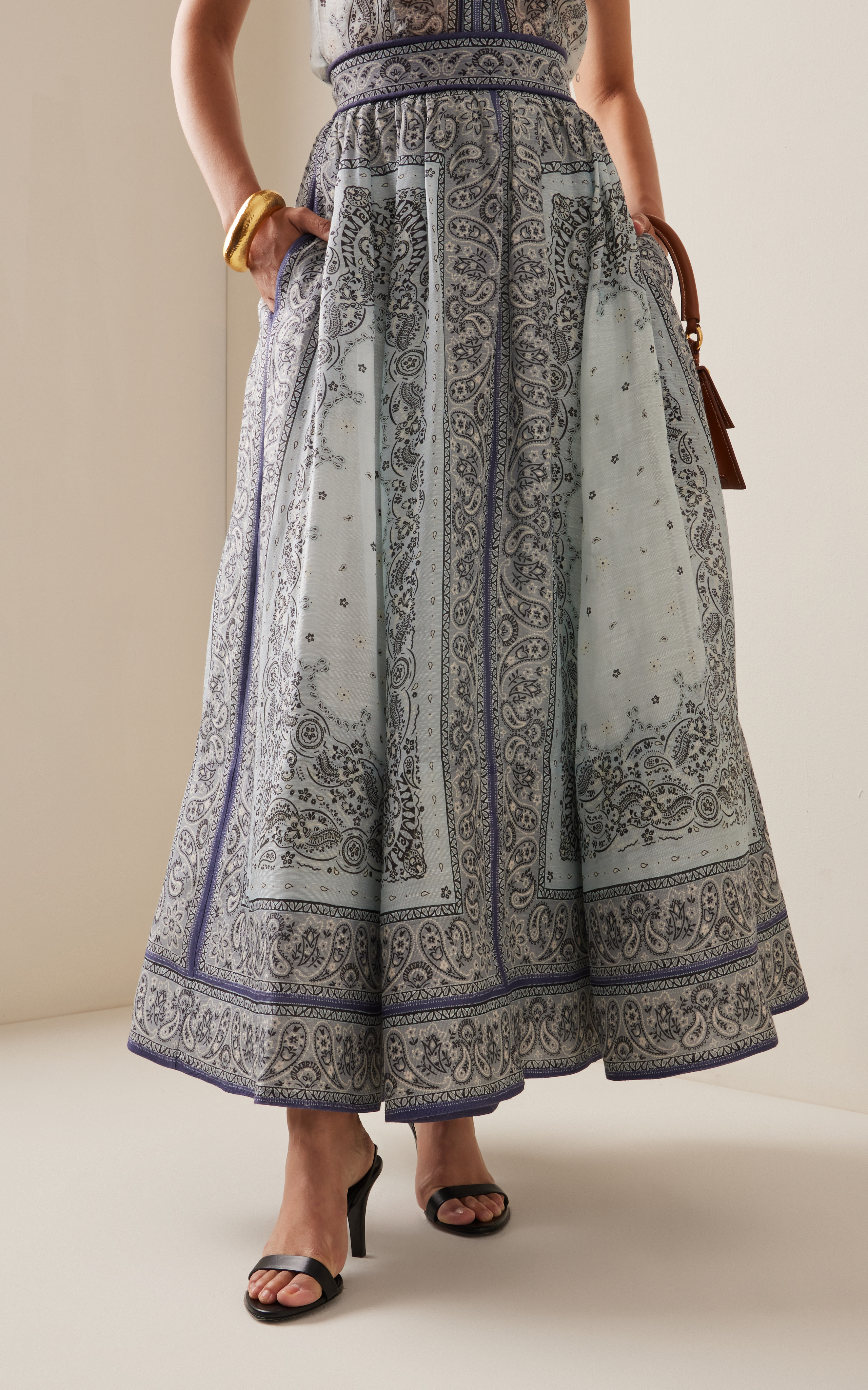 Vintage Print Vacation Style Midi Dress