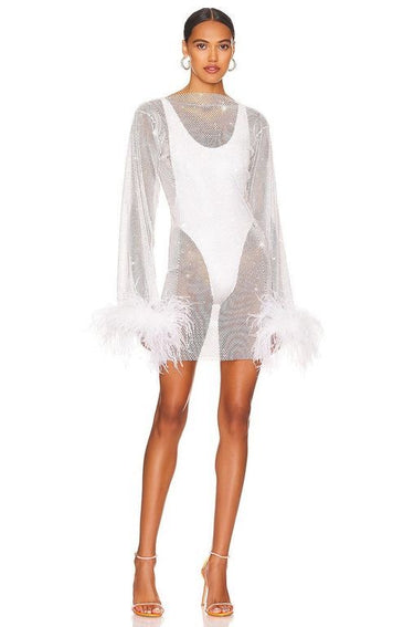 Sexy Knitted Mesh Long Sleeve Dress