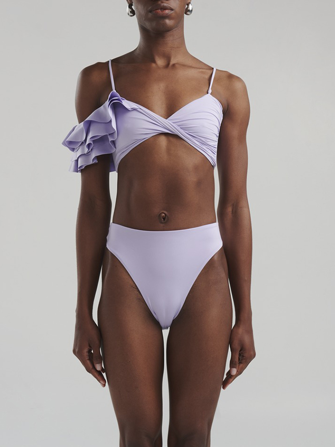 Ruffle Sleeves Bikini Set and Skirt Swimwear