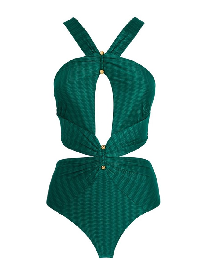 One Shoulder Cut-out One Piece Swimsuit and Skirt