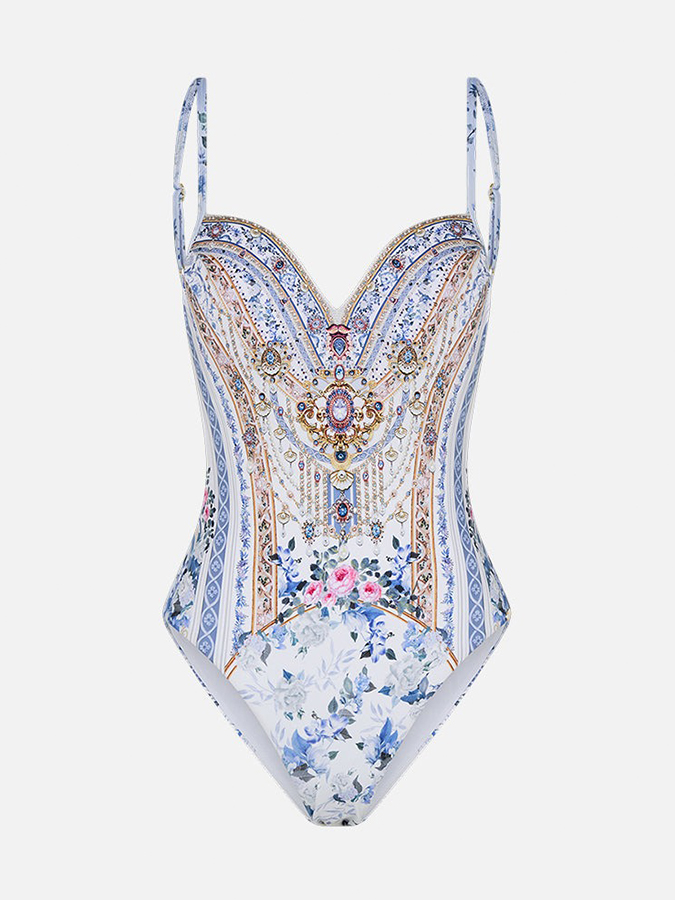 Printed One Piece and Sarong Swimwear