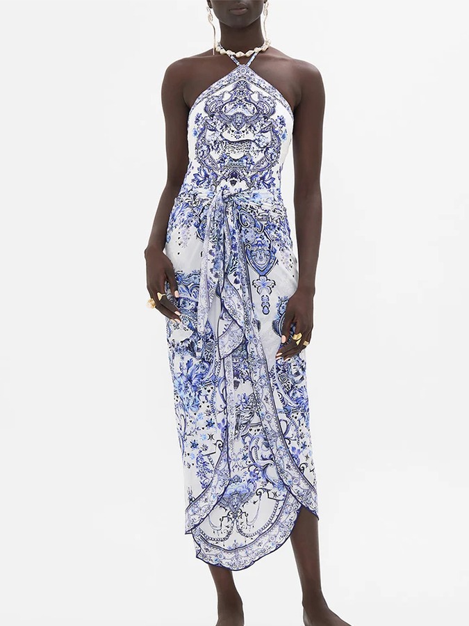Halter Printed One Piece and Sarong