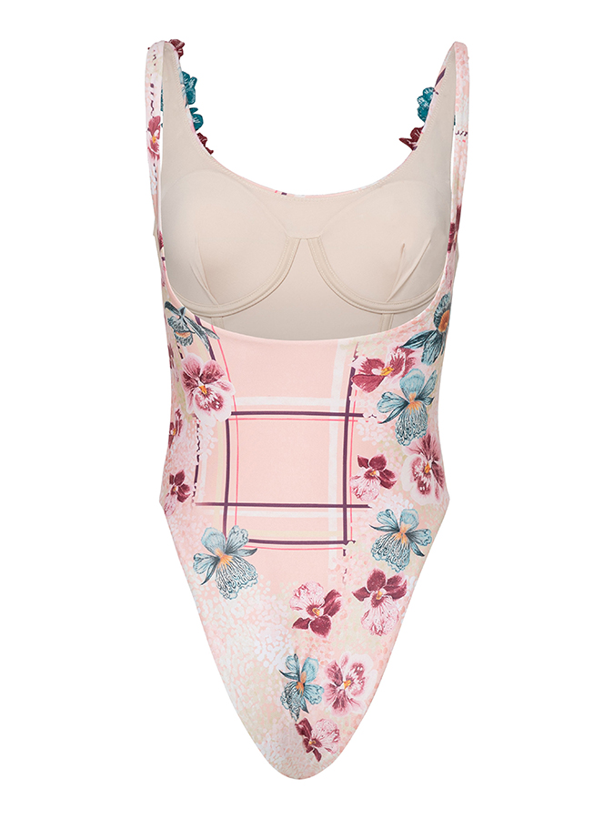 Floral Printed  One-Piece Swimsuit and Mini Skirt