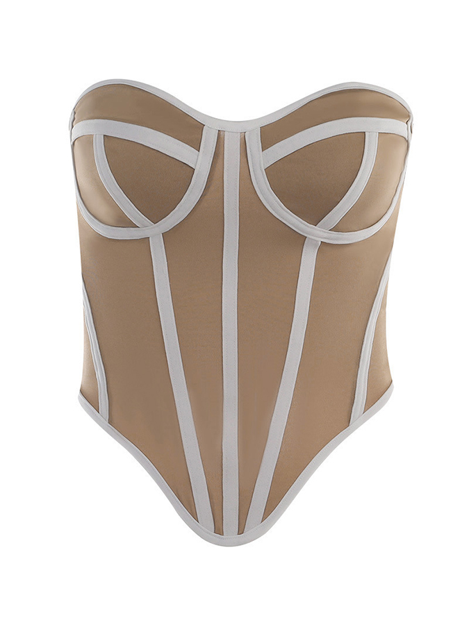 Slim Mesh Croset Off Shoulder Top