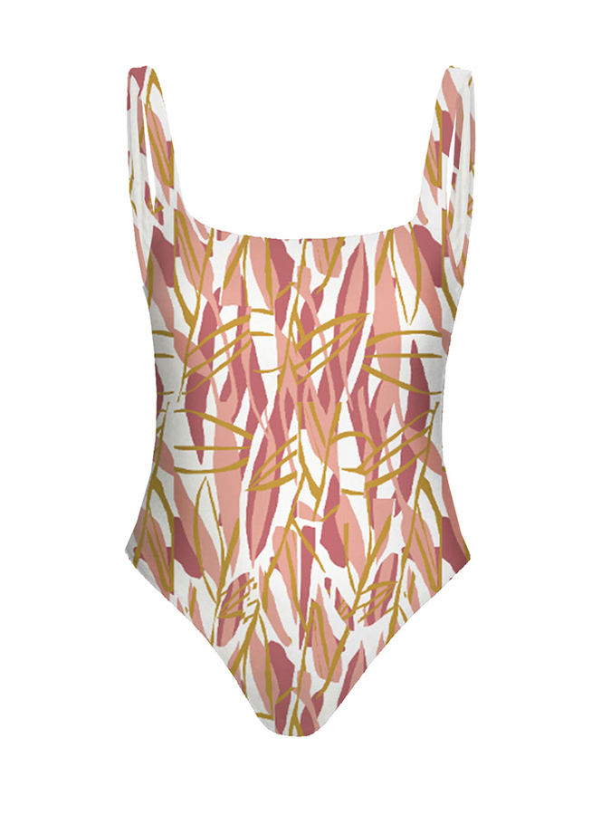 Leaves Printed One Piece and Kimono Swimwear