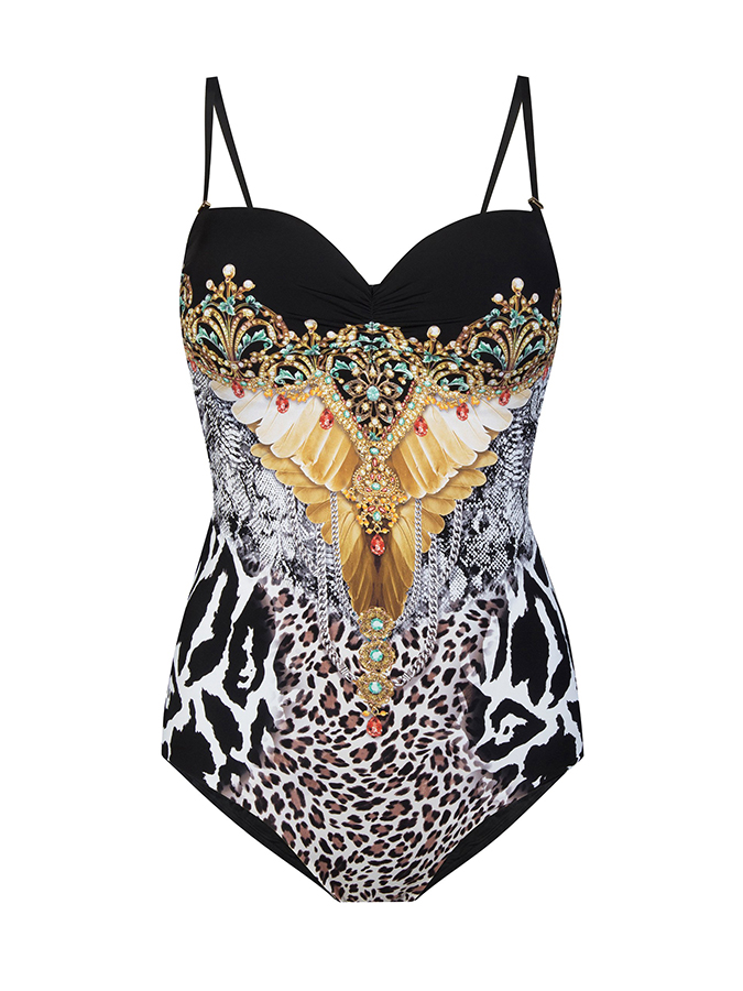 Leopard Printed One Piece and Sarong Swimwear