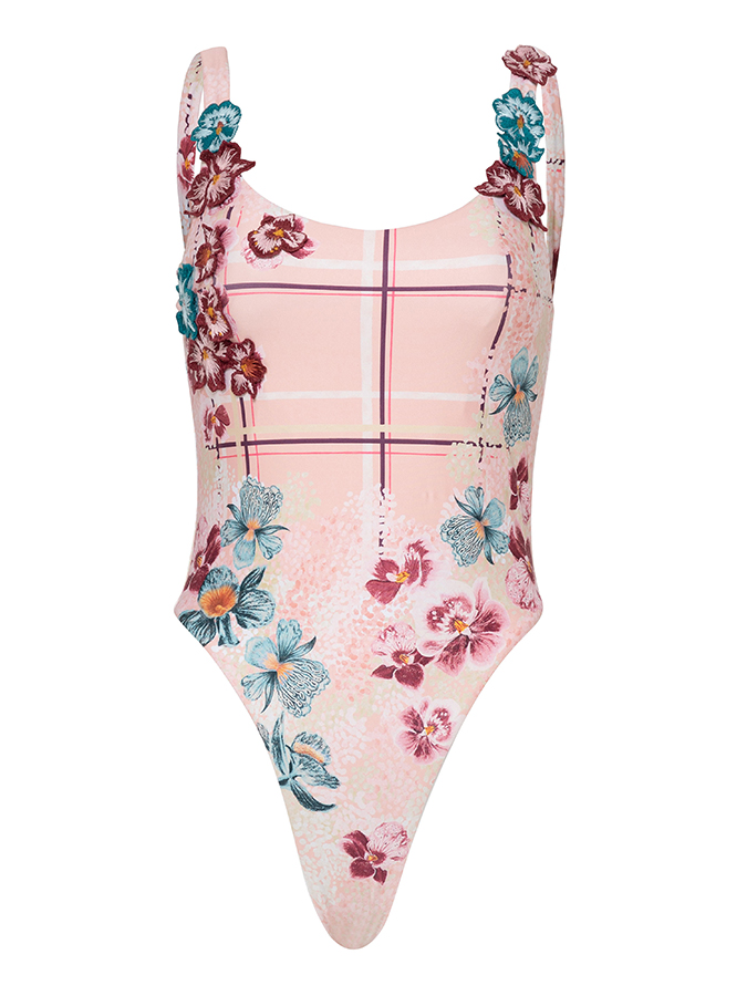 Floral Printed  One-Piece Swimsuit and Mini Skirt