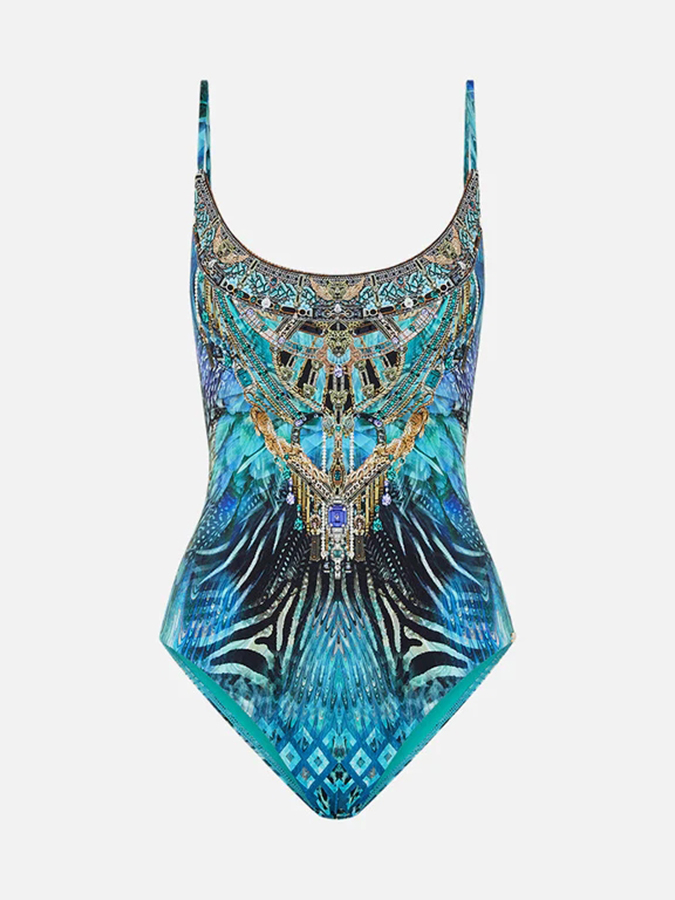 Printed One Piece and Pants Swimwear