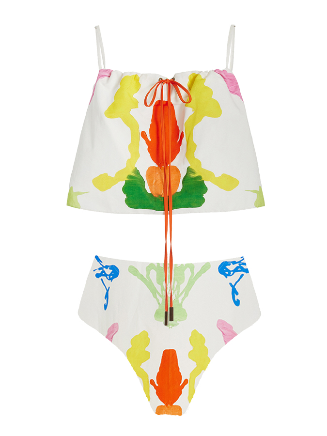 Beach Print Bikini And Skirt