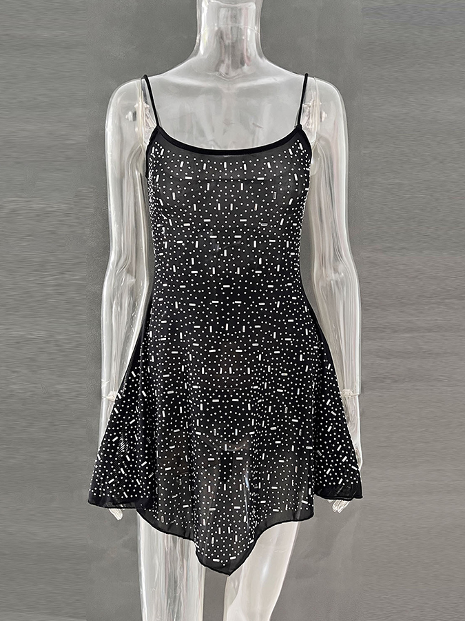Sparking Irregularly Mini Party Dress