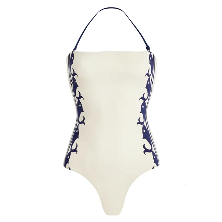 Solid color minimalist halter neck swimsuit set