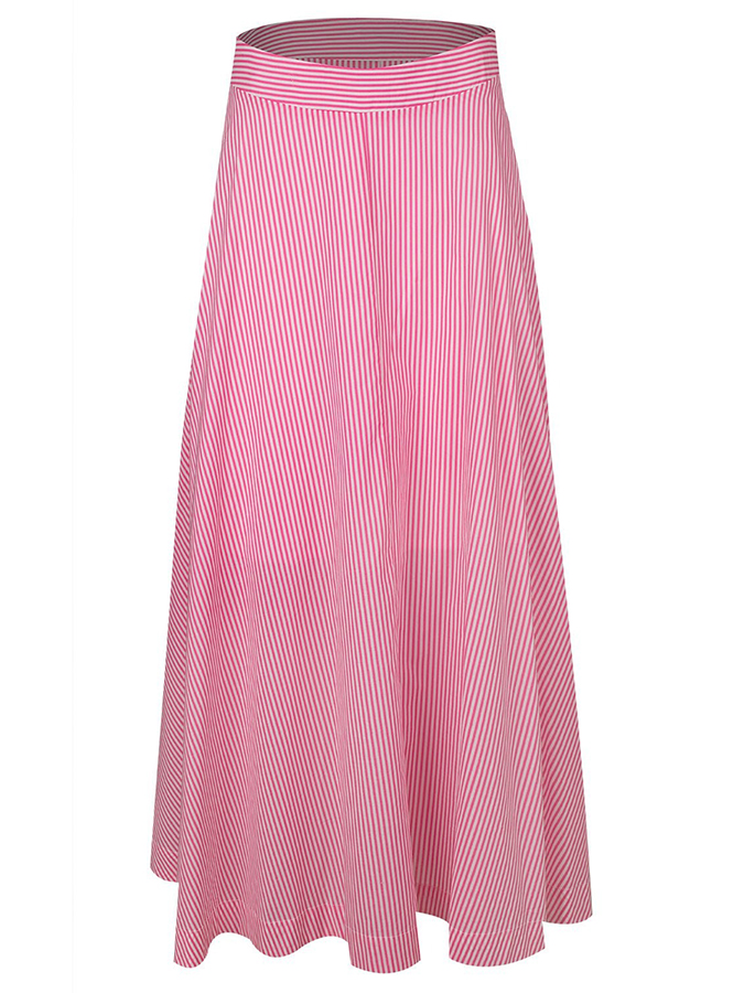Pink Stripes 3D Flower Bikini Set and Long Skirt