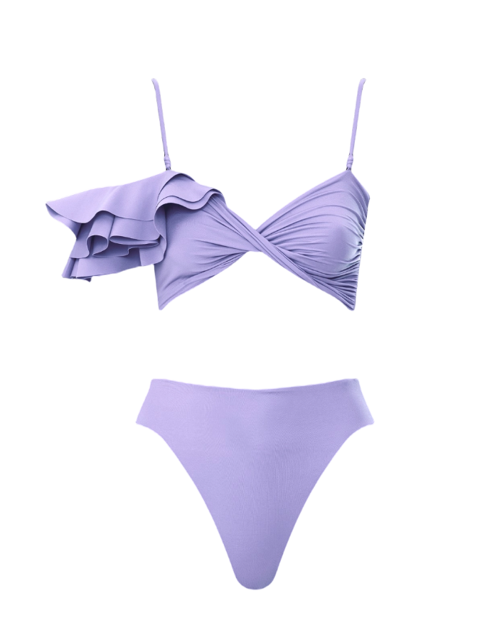 Ruffle Sleeves Bikini Set and Skirt Swimwear