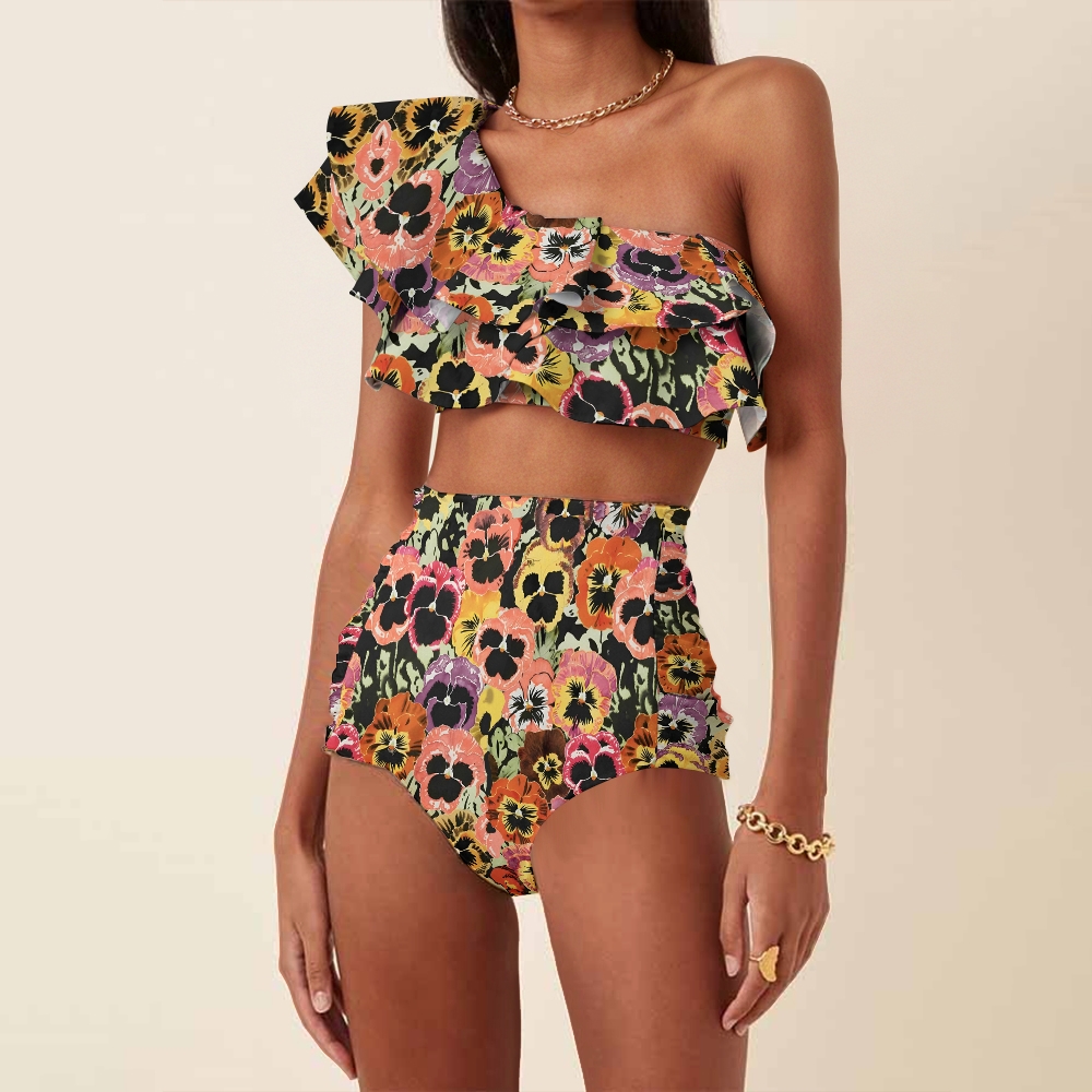 Floral art Women's nylon polyester swimsuit