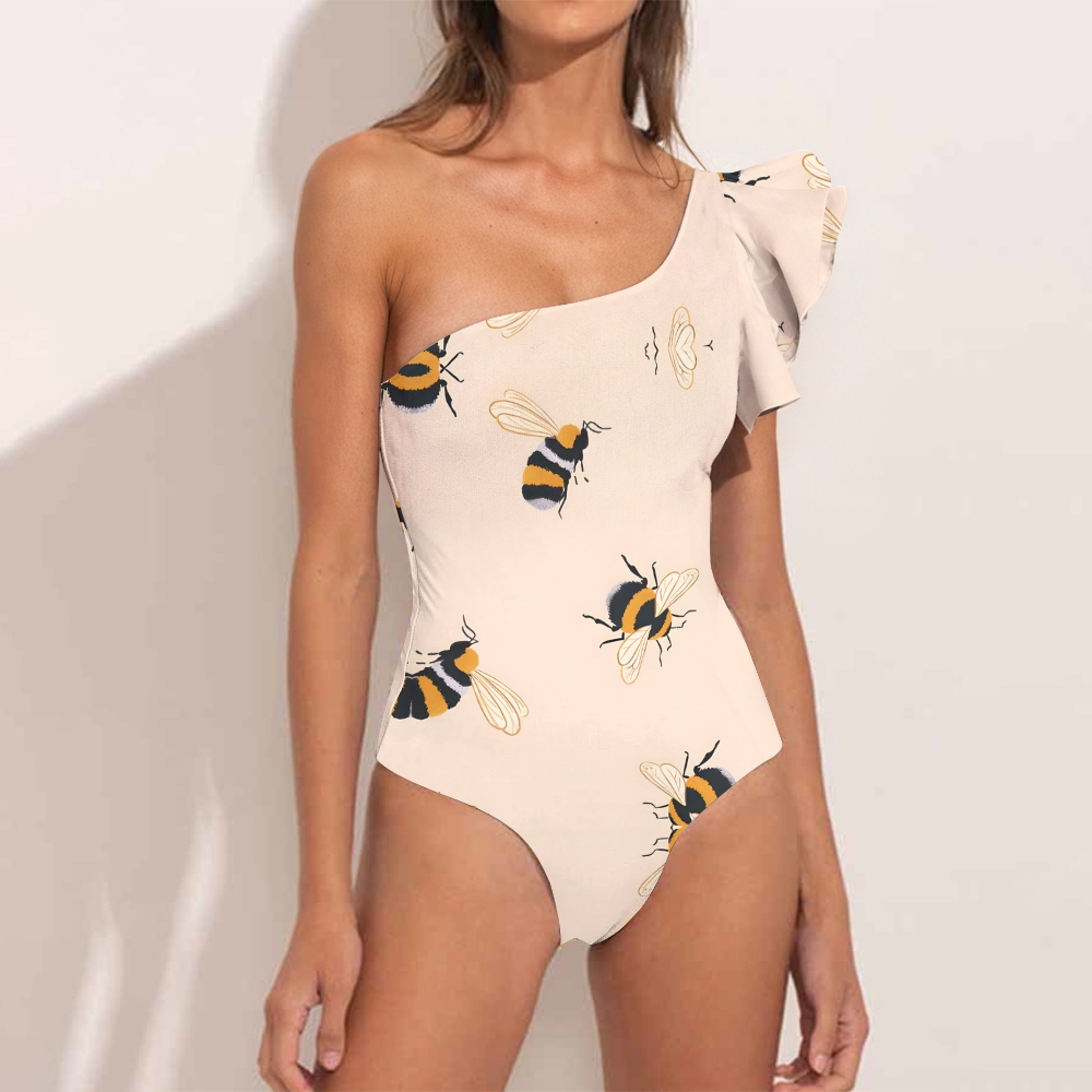 Bee Print Women's nylon polyester swimsuit