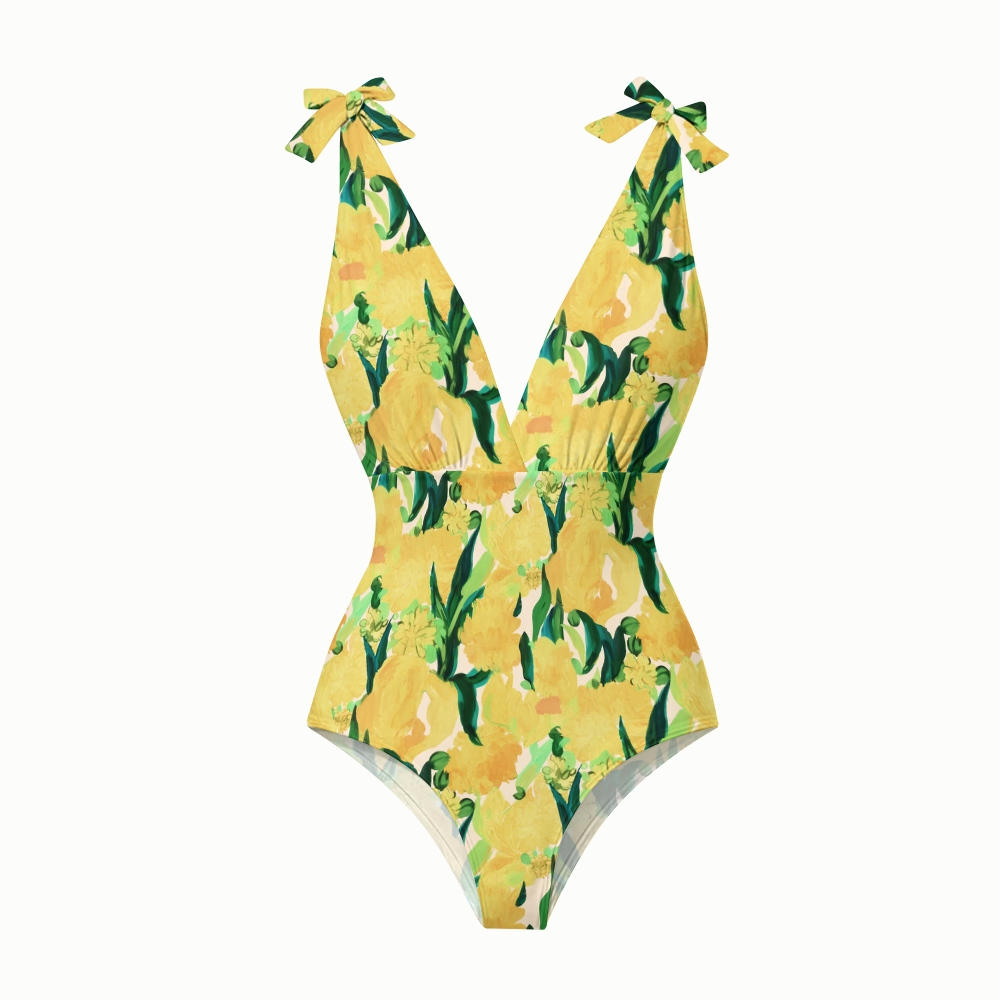 Cactus Or Lemon Print Women's One-Piece Swimsuit Set