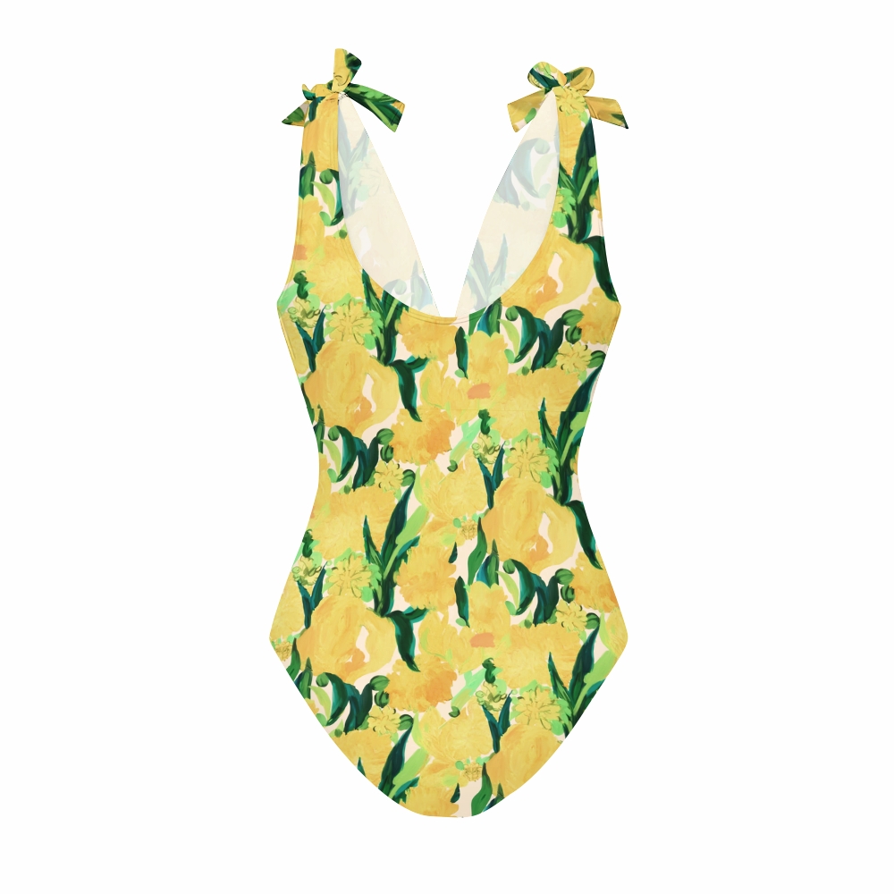 Cactus Or Lemon Print Women's One-Piece Swimsuit Set