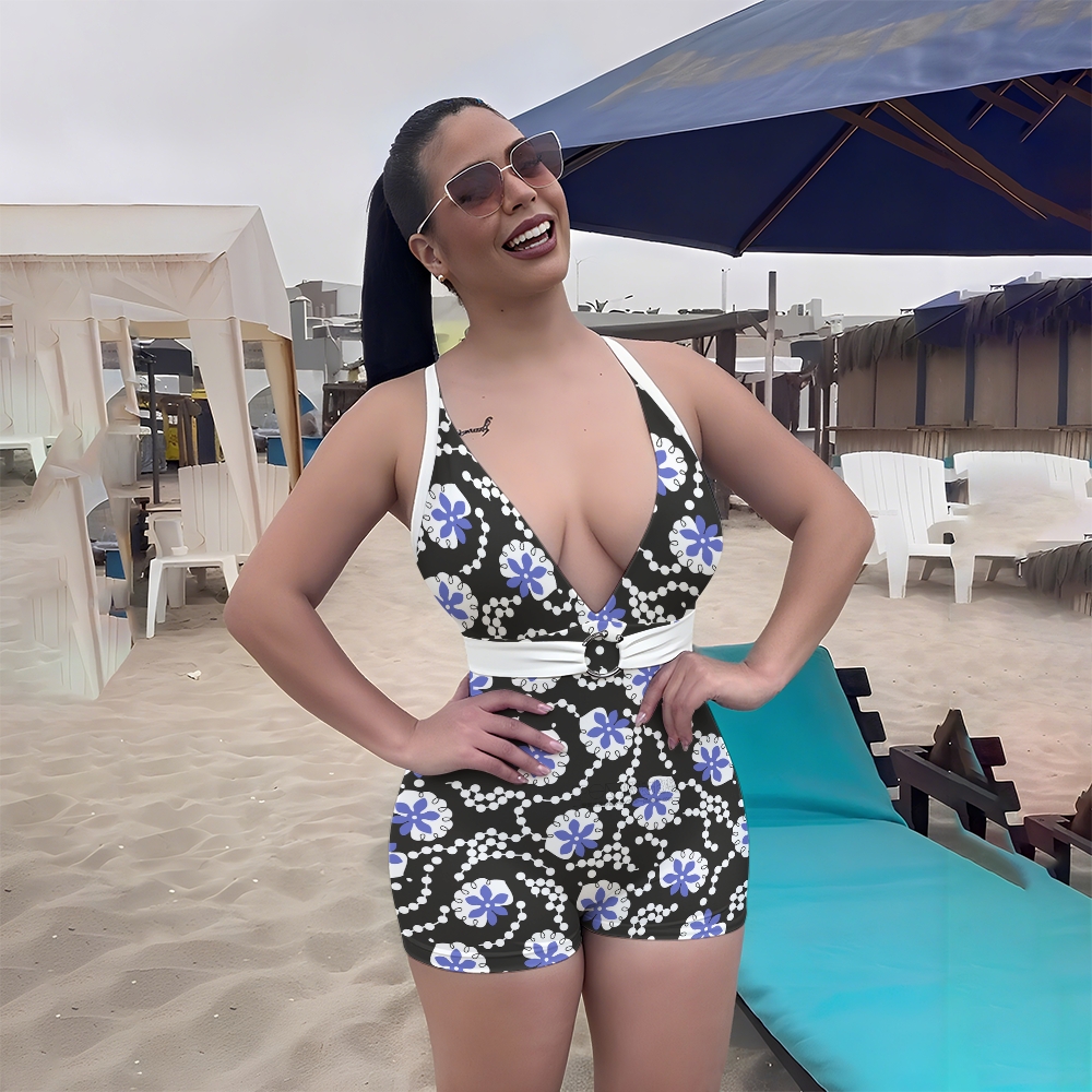 Floral print One-Piece Sleeveless Shapewear Swimsuit