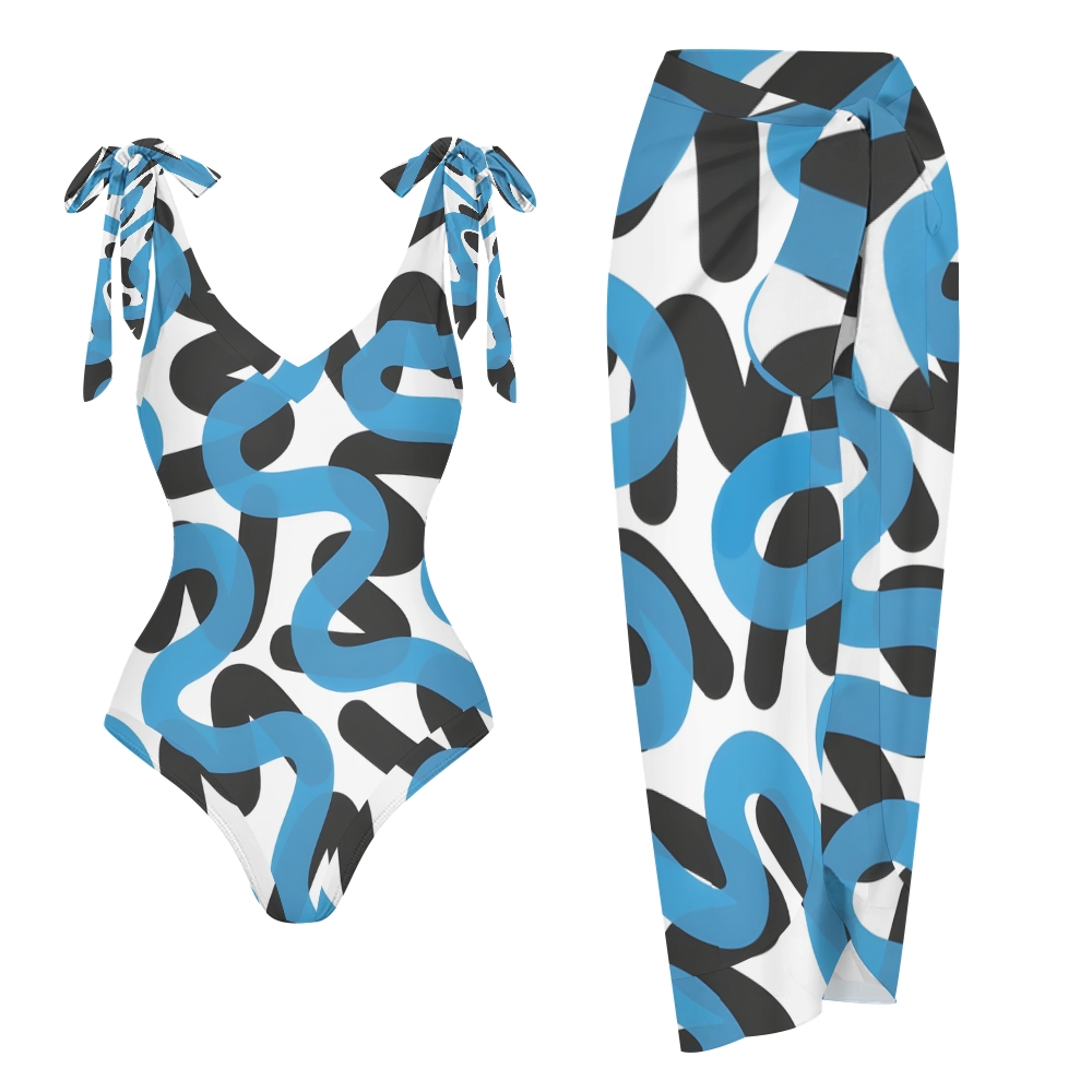 Abstract lines Women's Printed One Piece Swimsuits and Cover Ups