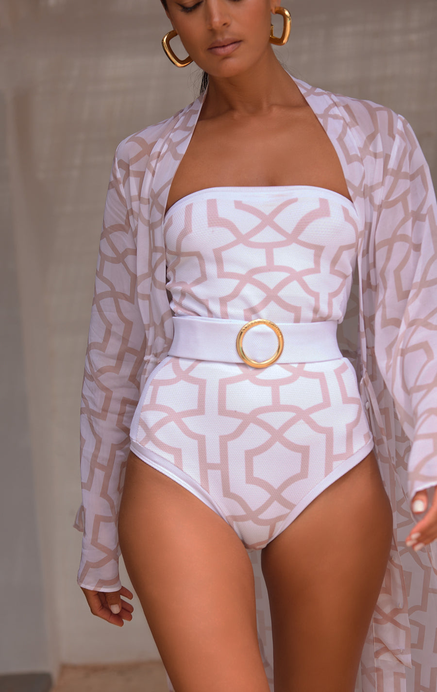 Bandeau Printed One Piece Swimsuit