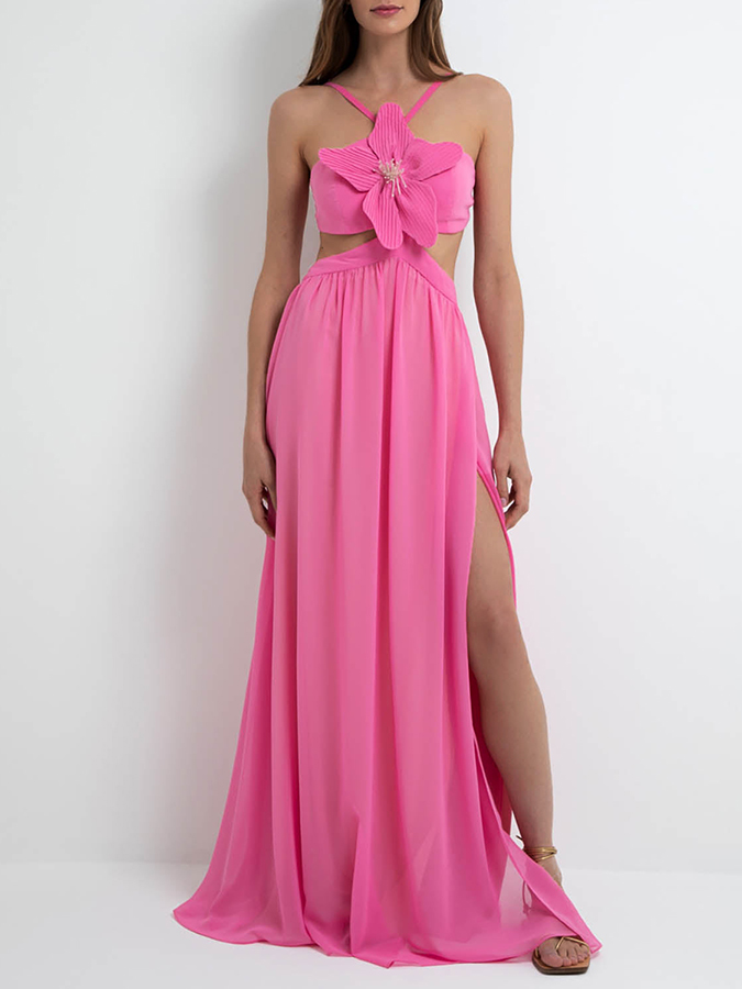 3D Three-Dimensional Flower Solid Color One-Piece Swimsuit And Skirt