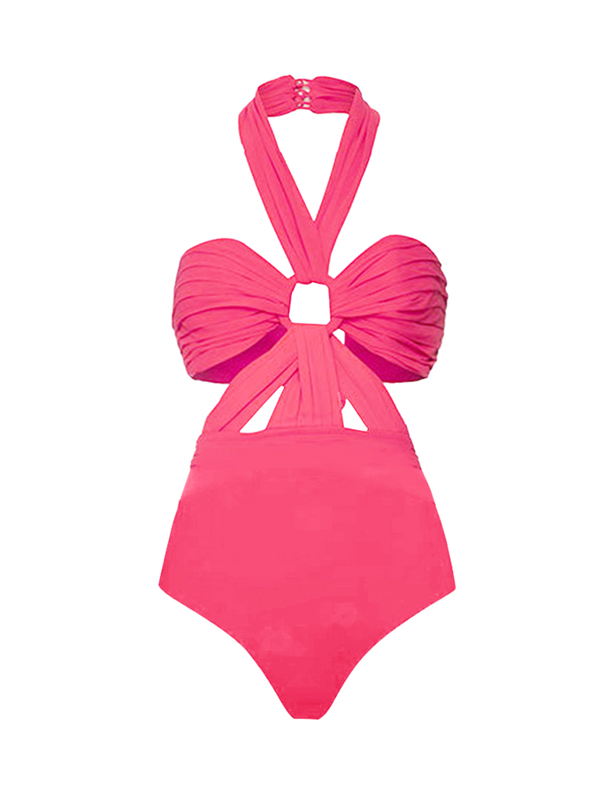 Beach Solid Color One-Piece Swimsuit And Skirt