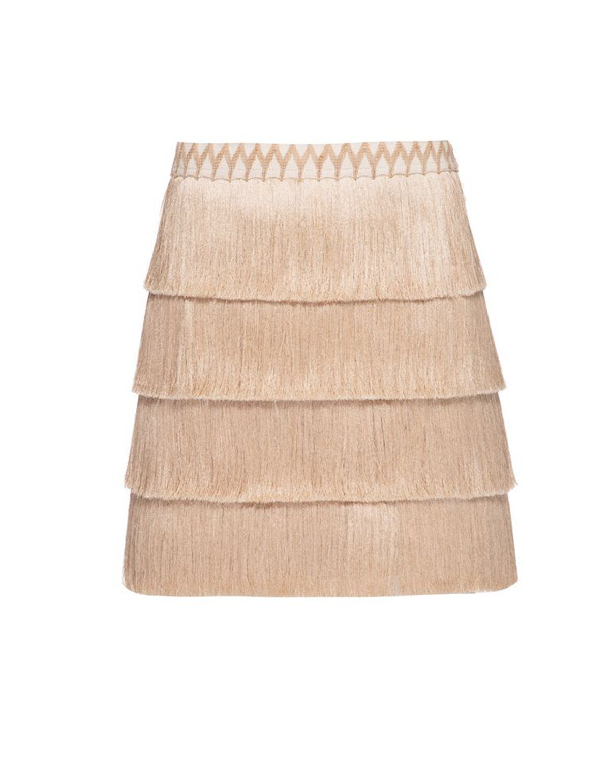 V-Neck Fringe Beach Fringed Solid Color Bikini Swimsuit and Skirt