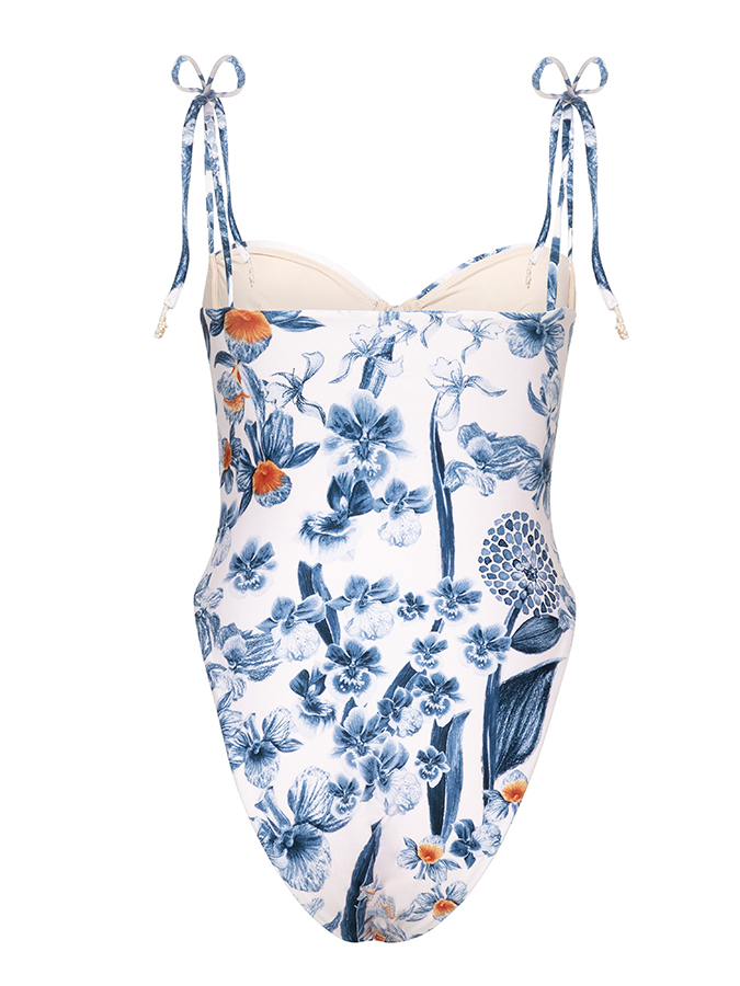 Vintage Print Swimsuit and Cover-Up
