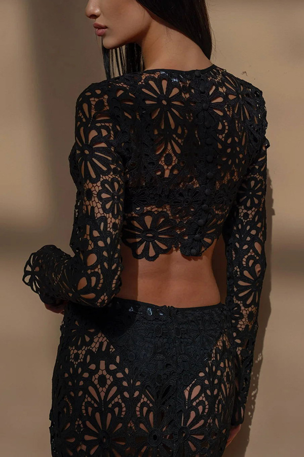 White openwork crochet set