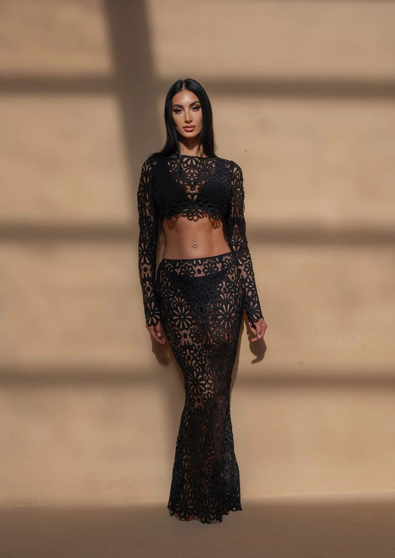 White openwork crochet set