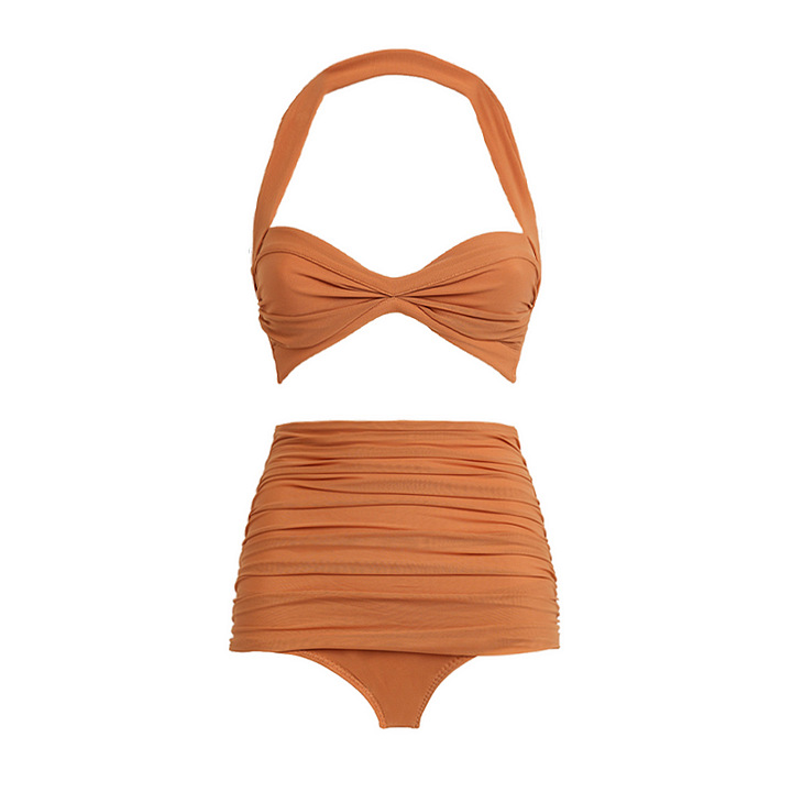 Caramel ribbon wrap swimsuit