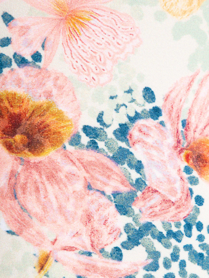 Vintage Floral Print Deep V One-Piece Swimsuit and Skirt