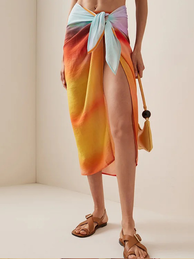 Beach Print One Piece Swimsuit And Cover Up