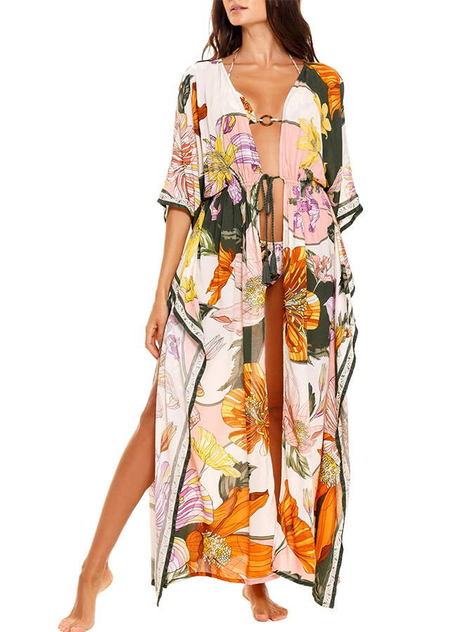 Floral Printed Bikini and Kimono