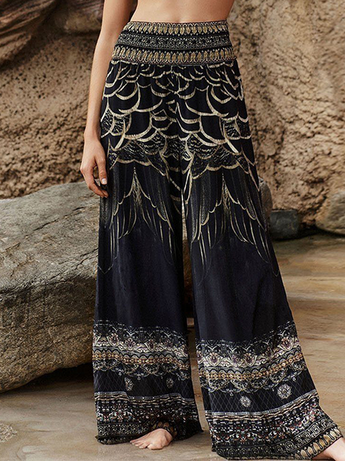 Vintage Print Beach Bikini And Pants