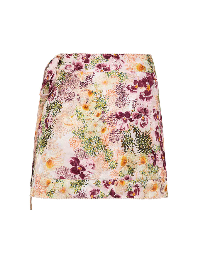 Floral Printed  One-Piece Swimsuit and Mini Skirt