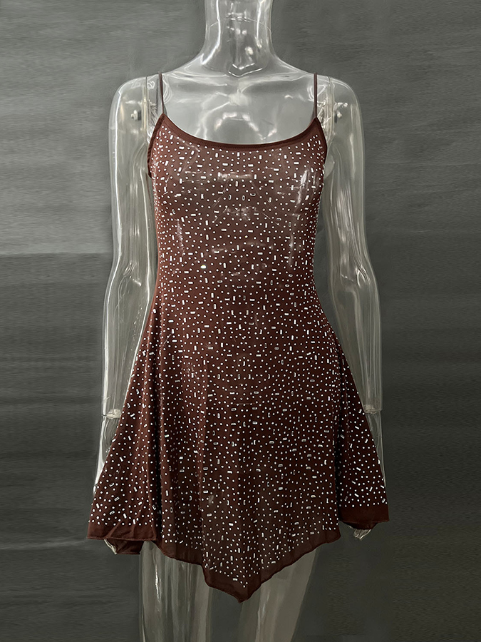 Sparking Irregularly Mini Party Dress