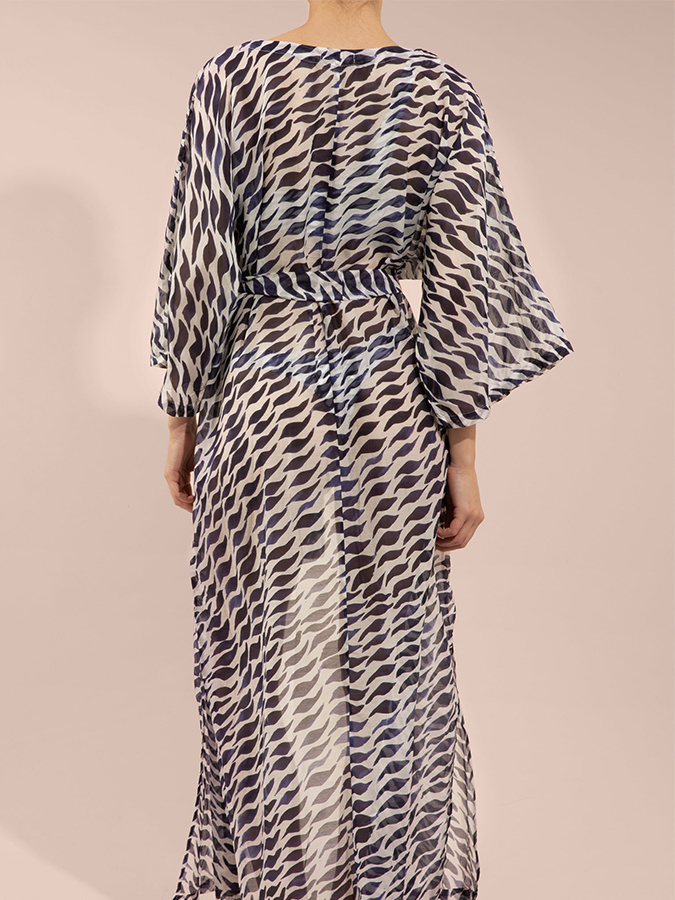 Ocean Ripple Printed Bikini and Kimono Swimwear
