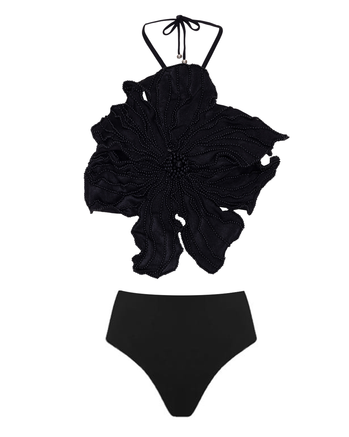 Beaded Floral Swimsuit And Skirt