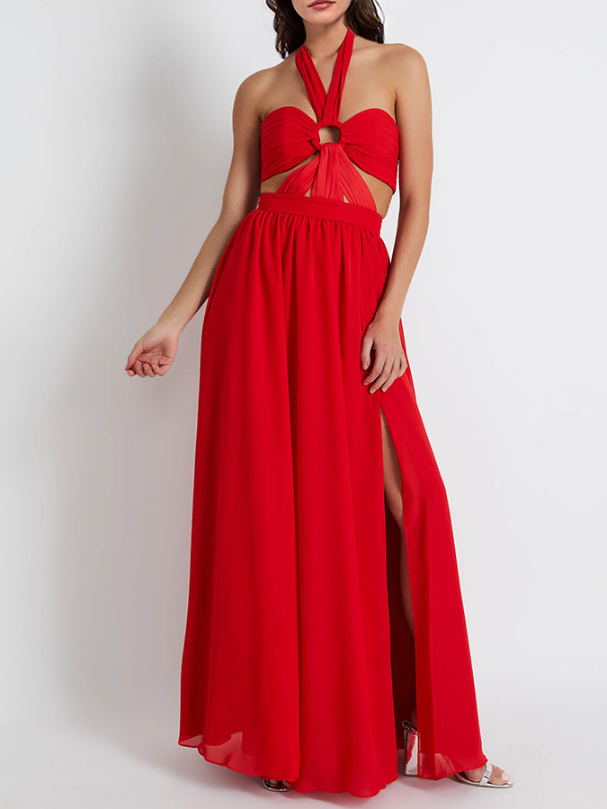 Beach Solid Color One-Piece Swimsuit And Skirt