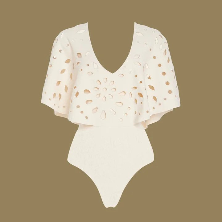 Solid Color Laser Cutout High-End Swimsuit Set