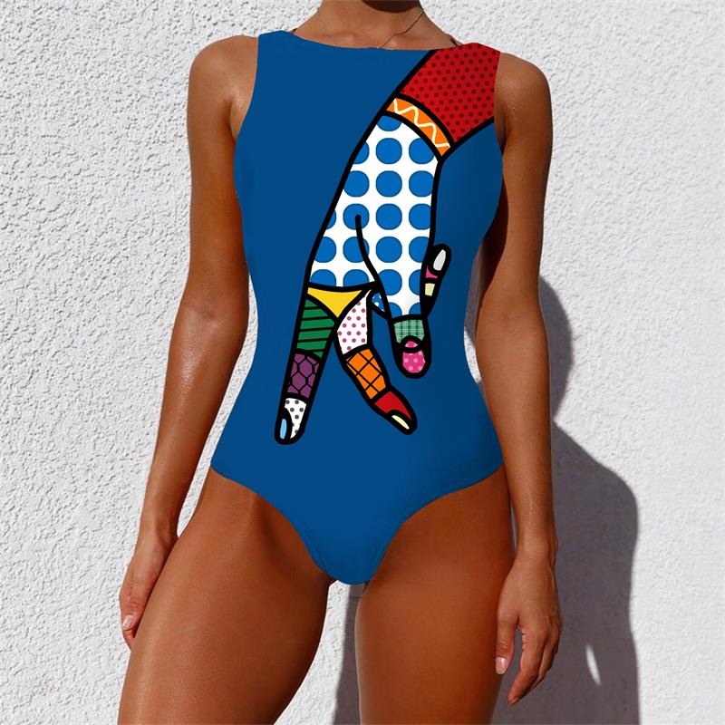 Print One Piece Swimsuit 2021 New Push Up Swimwear Women Vintage Retro Bathing Suits Bodysuit Beach Wear Backless Monokini