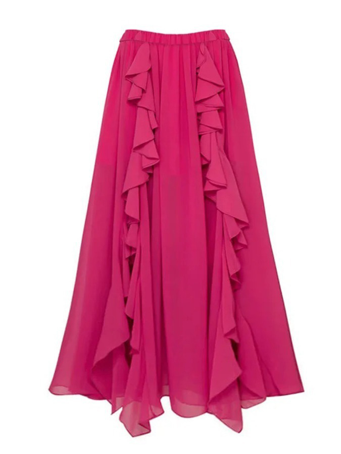 Ruffle Cut-out One Piece Swimsuit and Skirt