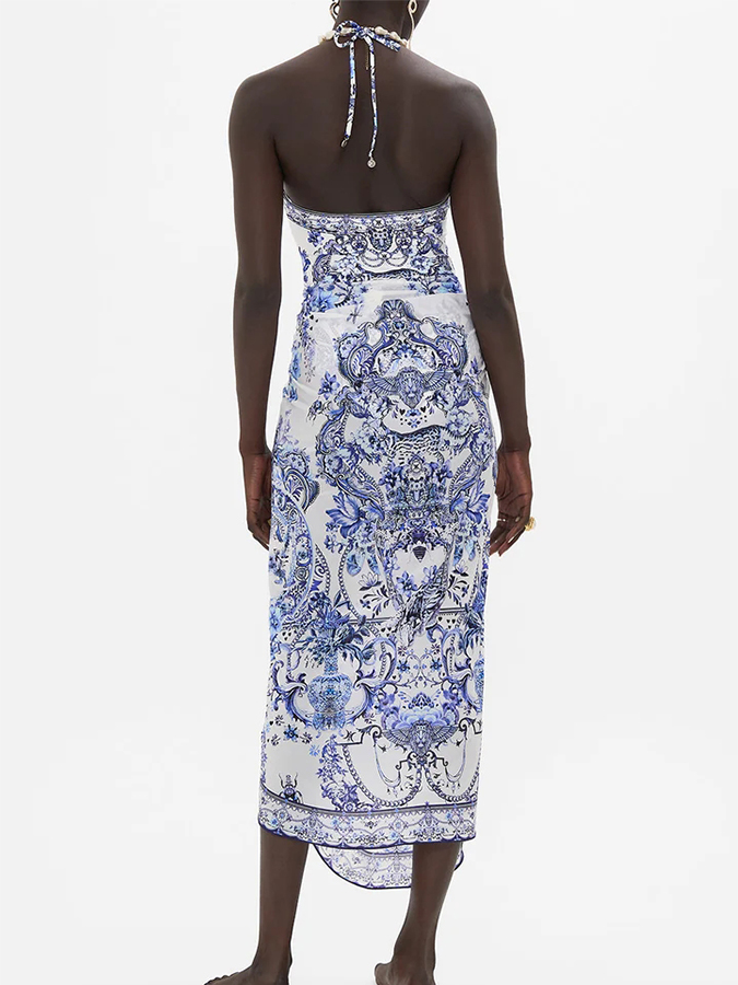 Halter Printed One Piece and Sarong