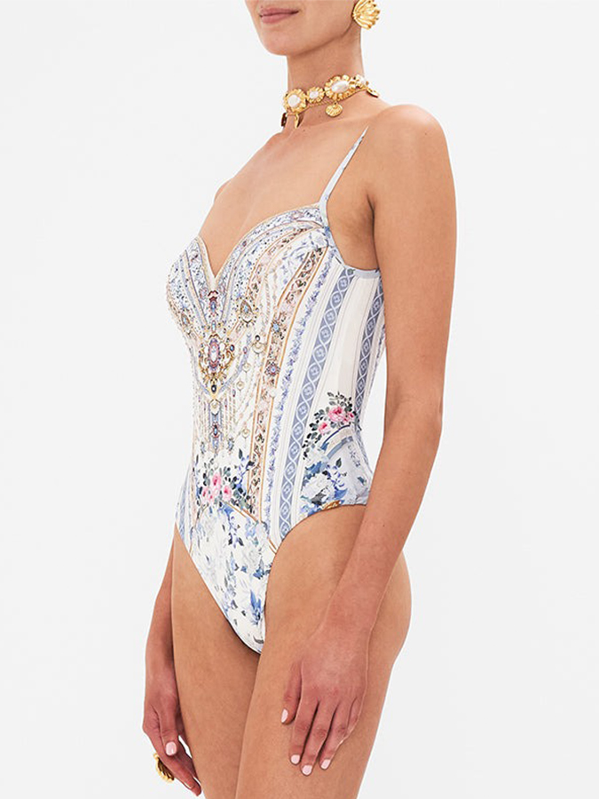 Printed One Piece and Sarong Swimwear